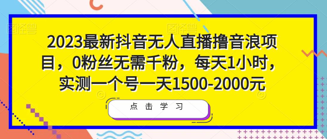 2023最新抖音无人直播撸音浪项目，0粉丝无需千粉，每天1小时，实测一个号一天1500-2000元-逐浪前行