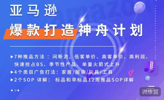 亚马逊爆款打造神舟计划，​7种推品方法，4个类目广告打法，2个SOP详解-逐浪前行