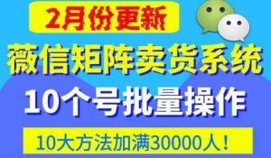 微信矩阵卖货系统，多线程批量养10个微信号，10种加粉落地方法，快速加满3W人卖货！-逐浪前行
