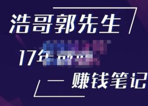 浩哥郭先生17年创业赚米笔记,打开你对很多东西的认知,让你知道原来赚钱或创业不单单是发力就行-逐浪前行