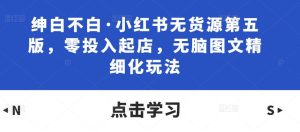 绅白不白·小红书无货源第五版,零投入起店,无脑图文精细化玩法-逐浪前行