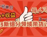 2023新细分领域带货计划:单号单日1000+收益不难,每人可操作3-5个账号-逐浪前行