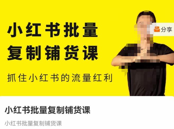 张宾·小红书批量复制铺货课，抓住小红书的流量红利 （更新2023年2月）-逐浪前行