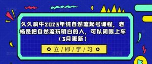 久久疯牛2023年纯自然流起号课程,老杨是把自然流玩明白的人,可以闭眼上车(3月更新)-逐浪前行