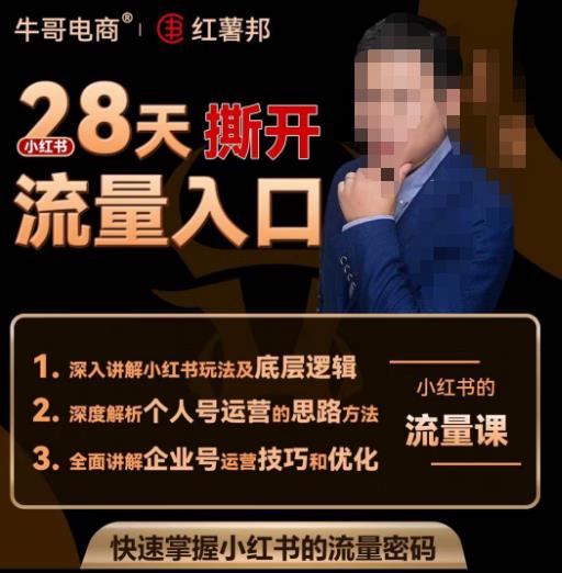 牛哥电商红薯邦28天撕开小红书流量入口，小红书运营系列课，快速掌握小红书的流量密码-逐浪前行