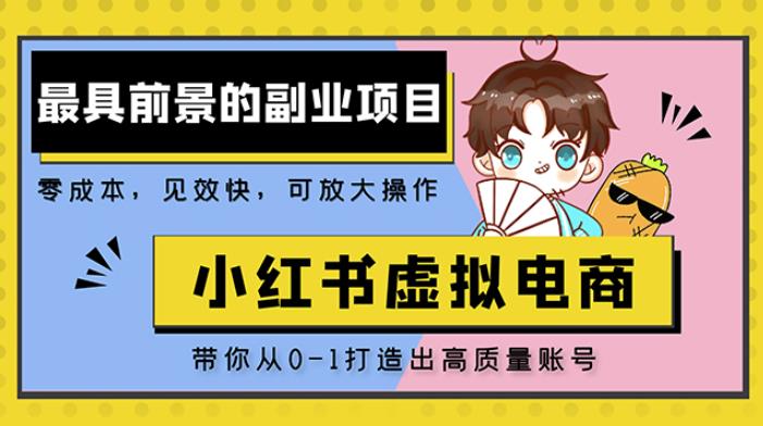 小红书蓝海大市场虚拟电商项目，手把手带你打造出日赚2000+高质量红薯账号-逐浪前行