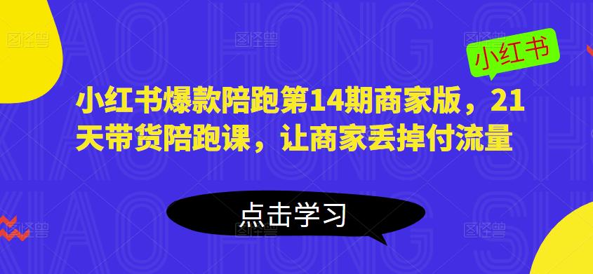 小红书爆款陪跑第14期商家版，21天带货陪跑课，让商家丢掉付流量-逐浪前行