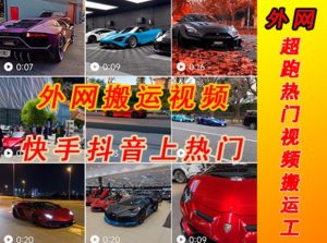 外面收费398元外网超跑豪车汽车视频搬运至快手抖音上热门项目，只需一步手机就可以操作-逐浪前行