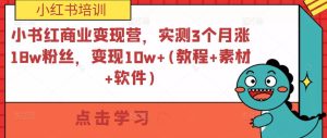 小书红商业变现营,实测3个月涨18w粉丝,变现10w+(教程+素材+软件)-逐浪前行