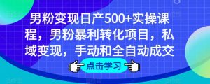 男粉变现日产500+实操课程，男粉暴利转化项目，私域变现，手动和全自动成交-逐浪前行
