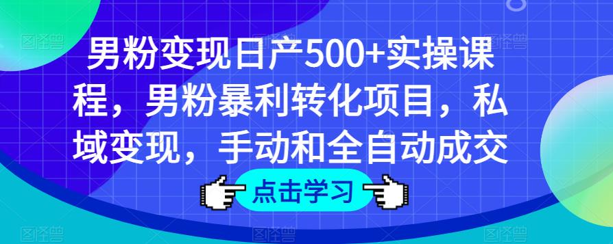 男粉变现日产500+实操课程，男粉暴利转化项目，私域变现，手动和全自动成交-逐浪前行