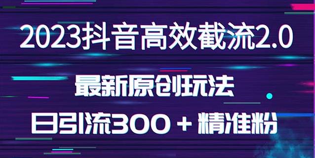 日引300＋创业粉，独家抖音高效截流2.0玩法（价值1280）-逐浪前行