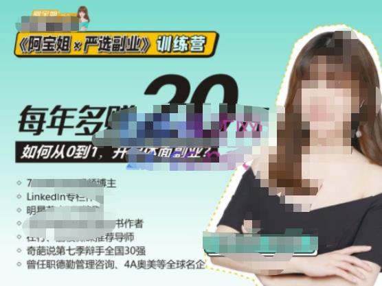 《阿宝姐×严选副业》训练营【Plus版】12期，帮助你找准适合自己的副业，开启斜杠人生-逐浪前行