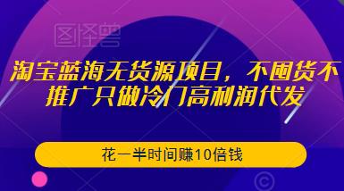 淘宝蓝海无货源项目，不囤货不推广只做冷门高利润代发，花一半时间赚10倍钱-逐浪前行