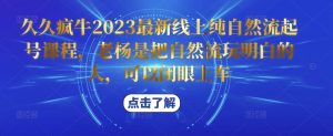 久久疯牛2023最新线上纯自然流起号课程，老杨是把自然流玩明白的人，可以闭眼上车-逐浪前行
