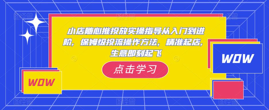 小店随心推投放实操指导从入门到进阶，保姆级投流操作方法，精准起店，生意即刻起飞-逐浪前行