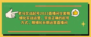 老马实战起号2023直播间全套精细化实战运营,学会正确的起号方式,精细化长期运营直播间-逐浪前行