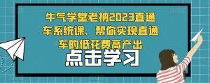 牛气学堂老衲2023直通车系统课,帮你实现直通车的低花费高产出-逐浪前行