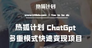 热狐计划:王大陆ChatGpt多重变现实操课,多种模式快速变现-逐浪前行