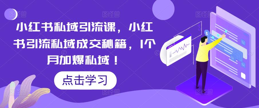 小红书私域引流课，小红书引流私域成交秘籍，1个月加爆私域！-逐浪前行