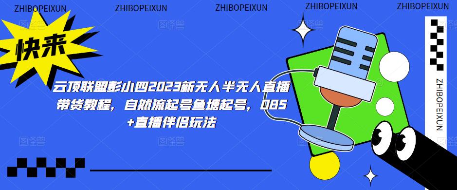 云顶联盟彭小四2023新无人半无人直播带货教程，自然流起号鱼塘起号，OBS+直播伴侣玩法-逐浪前行