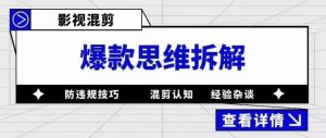 影视混剪爆款思维拆解，从混剪认知到0粉丝小号案例，讲防违规技巧，混剪遇到的问题如何解决等-逐浪前行