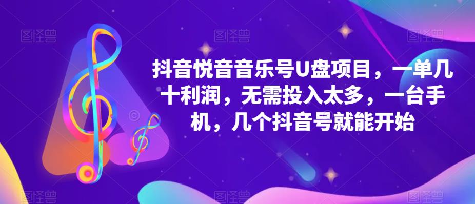 抖音音乐号U盘项目，一单几十利润，无需投入太多，一台手机，几个抖音号就能开始-逐浪前行
