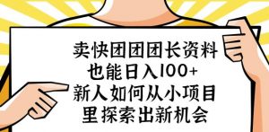 卖快团团团长资料也能日入100+新人如何从小项目里探索出新机会-逐浪前行