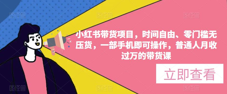 小红书带货项目，时间自由、零门槛无压货，一部手机即可操作，普通人月收过万的带货课-逐浪前行