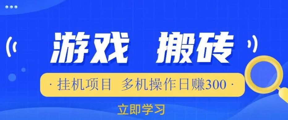 游戏挂机挂机项目，多机操作，日赚300【揭秘】-逐浪前行