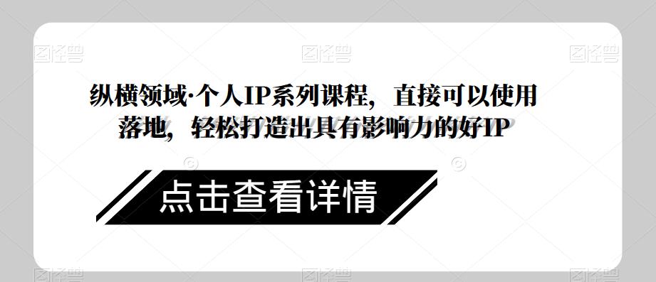 纵横领域·个人IP系列课程，直接可以使用落地，轻松打造出具有影响力的好IP-逐浪前行