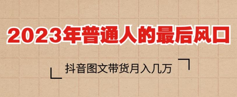 2023年普通人的最后风口，抖音图文带货月入几万，只需一部手机即可操作-逐浪前行