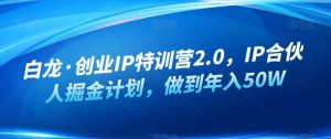 白龙·创业IP特训营2.0,IP合伙人掘金计划,做到年入50W-逐浪前行