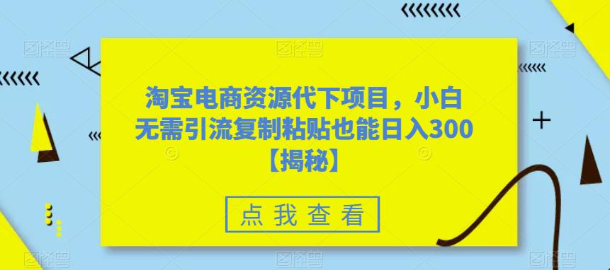 淘宝电商资源代下项目，小白无需引流复制粘贴也能日入300＋【揭秘】-逐浪前行