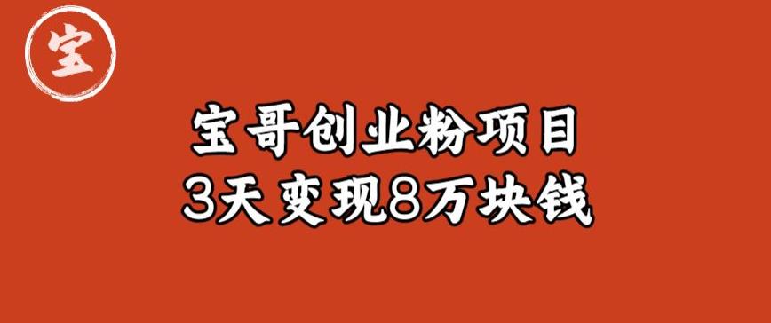 宝哥IP图文创业粉引流项目实战分享：单个账号3天涨粉1万，变现8万块钱（图文教程）【揭秘】-逐浪前行