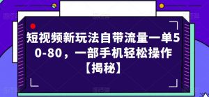 短视频新玩法自带流量一单50-80,一部手机轻松操作【揭秘】-逐浪前行
