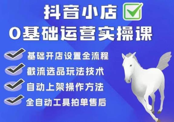 白马电商·0基础抖店运营实操课，基础开店设置全流程，截流选品玩法技术-逐浪前行