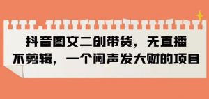 抖音图文二创带货，无直播，不剪辑，一个闷声发大财的项目【揭秘】-逐浪前行