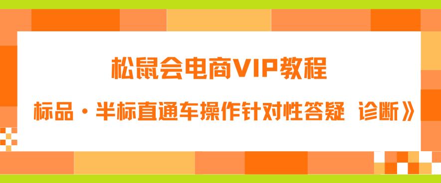 松鼠会电商VIP教程：松鼠《付费推广标品·半标直通车操作针对性答疑&诊断》-逐浪前行