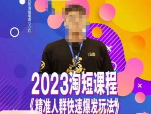 文涛·2023淘短精准人群快速爆发玩法,快速高效自创视频及全店运营思维-逐浪前行