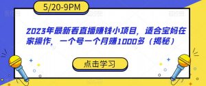 2023年最新看直播赚钱小项目，适合宝妈在家操作，一个号一个月赚1000多（揭秘）-逐浪前行
