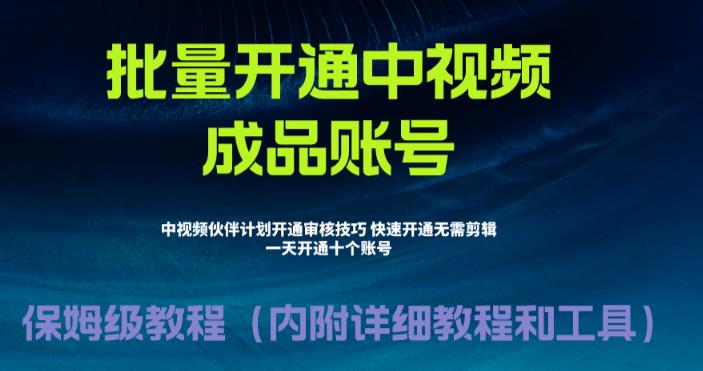 外面收费1980的暴力开通中视频计划教程，内附详细的快速通过中视频伙伴计划的办法-逐浪前行