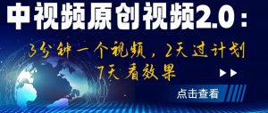 中视频原创视频2.0:3分钟一个视频,2天过计划,7天看效果【揭秘】-逐浪前行