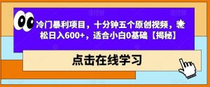 冷门暴利项目,十分钟五个原创视频,轻松日入600+,适合小白0基础【揭秘】-逐浪前行