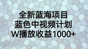 全新蓝海项目，蓝色中视频计划，1W播放量1000+【揭秘】-逐浪前行