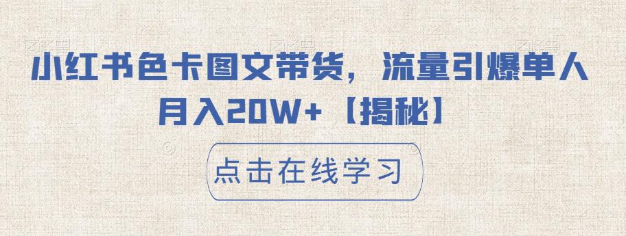 小红书色卡图文带货，流量引爆单人月入20W+【揭秘】-逐浪前行