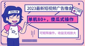 2023最新玩法短视频广告撸金,亲测单机收益80+,可矩阵,傻瓜式操作,小白可上手【揭秘】-逐浪前行