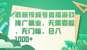 最新视频号直播游戏推广副业,无需露脸,无门槛,日入1000+【揭秘】-逐浪前行