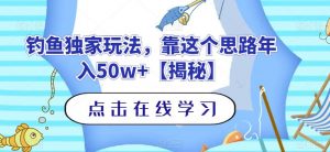 钓鱼独家玩法,靠这个思路年入50w+【揭秘】-逐浪前行