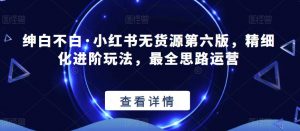 绅白不白·小红书无货源第六版,精细化进阶玩法,最全思路运营-逐浪前行